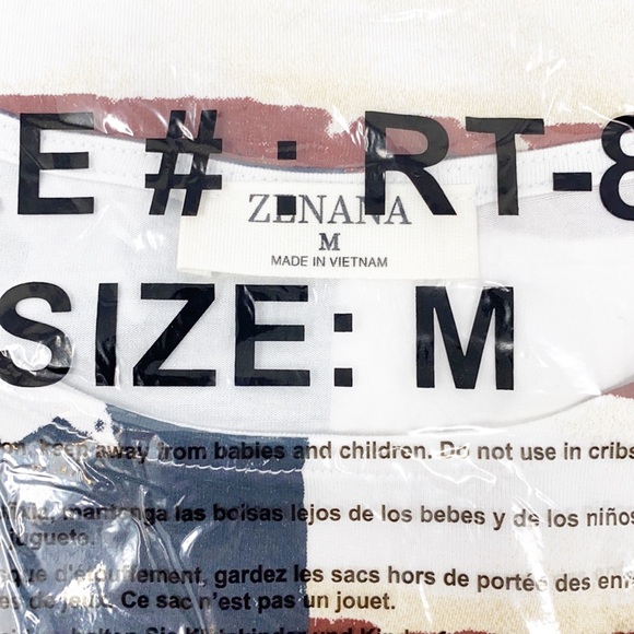 Zenana American Flag Print Short Sleeve Top - Picture 12 of 14